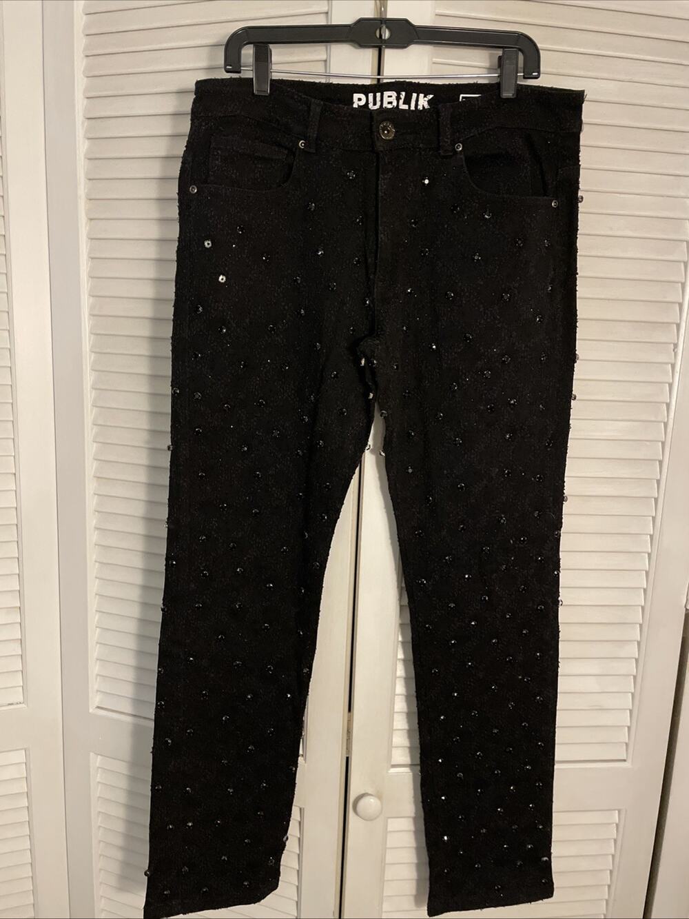 Publik Rhinestone Jeans Men’s 34x32 Stretch Slim Fit Streetwear Denim Homecoming